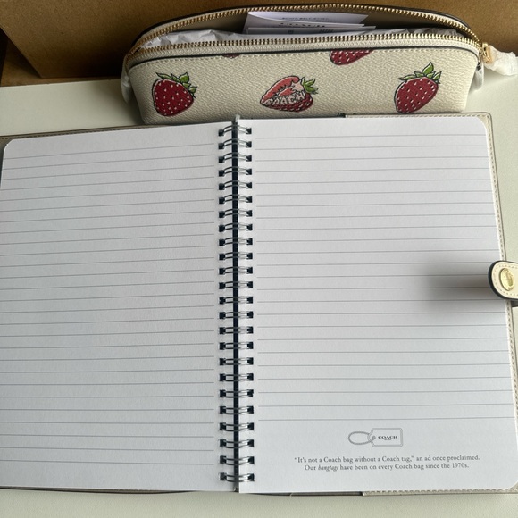 NWT Coach!! BUNDLE  notebook and pencil case set With Strawberry Print - Picture 4 of 6